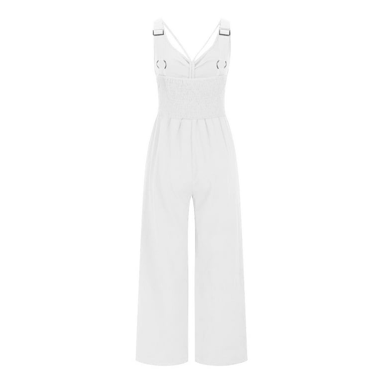 Qeaghou Formal Jumpsuits for Women Dressy Wedding Guest One Piece Sleeveless Rompers High Waisted Wrap V Neck Wide Leg Pants Romper With Pockets Qeaghou Formal Jumpsuits for Women Dressy Wedding Guest One Piece Sleeveless Rompers High Waisted Wrap V Neck Wide Leg Pants Romper With Pockets