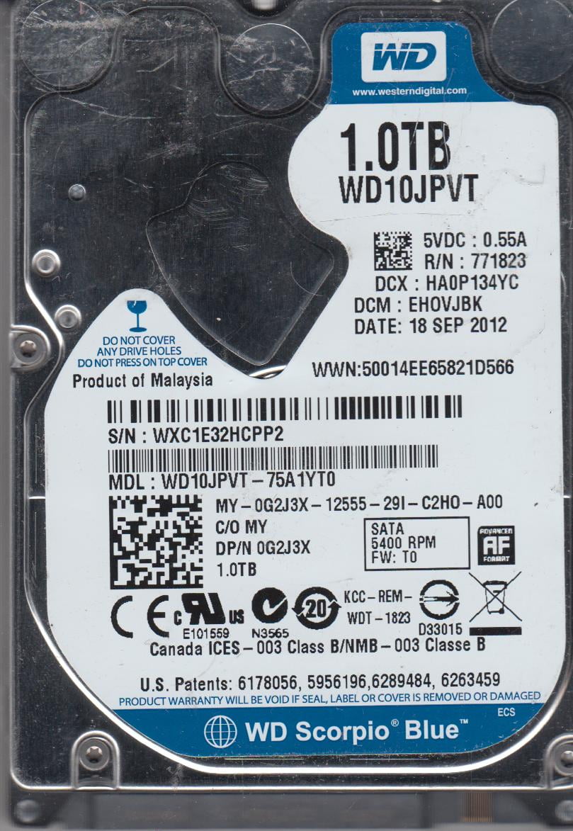 WD10JPVT-75A1YT0, DCM EHOVJBK, Western Digital 1TB SATA 2.5 Hard Drive - Walmart.com WD10JPVT-75A1YT0, DCM EHOVJBK, Western Digital 1TB SATA 2.5 Hard Drive - Walmart.com