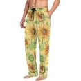 thumbnail image 4 of Men's Pajama Pants with Pockets Sleepwear Lounge Pants Stretch Casual Sunflower Summer Vintage, 4 of 6