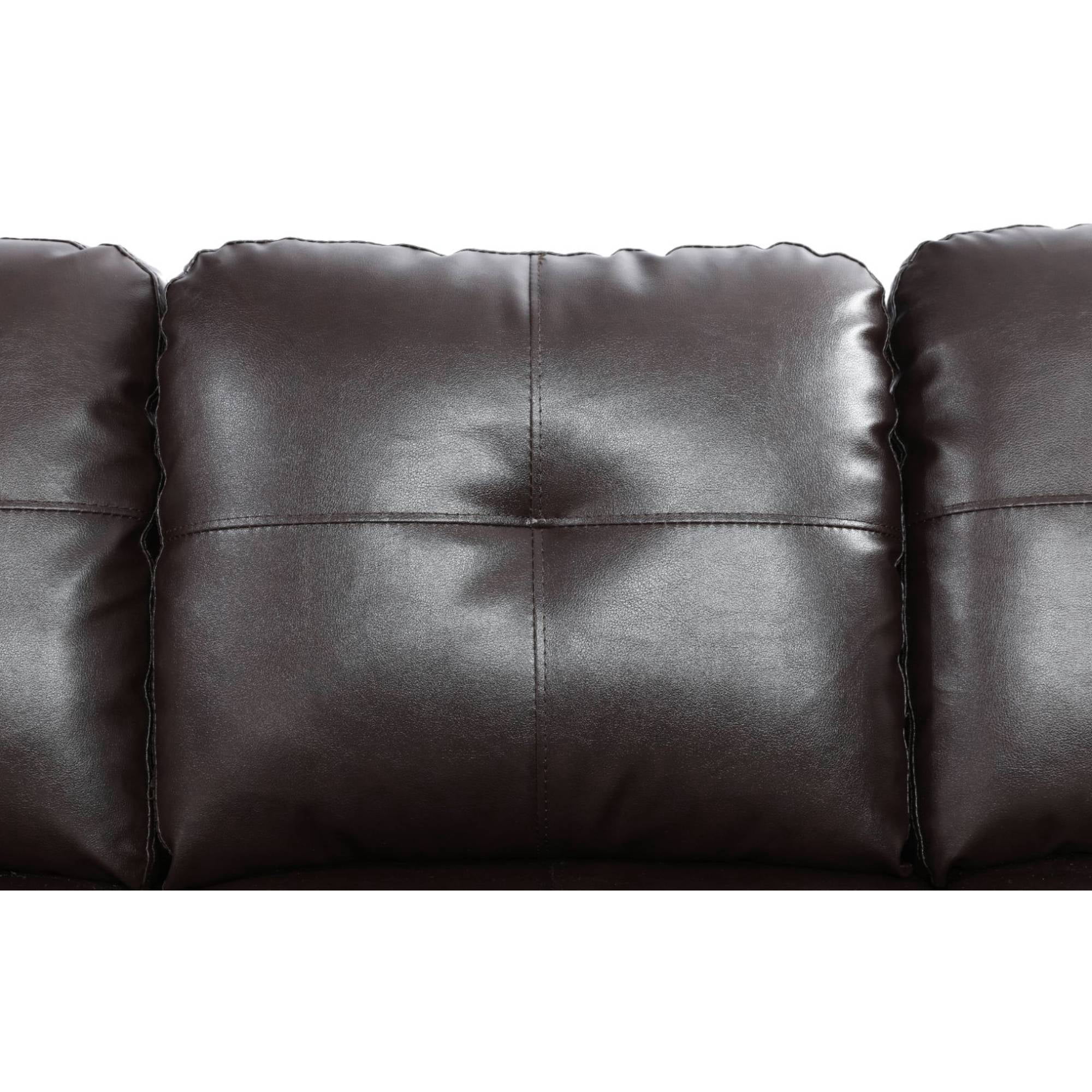 Modern L-Shaped Sectional Sofa Set with Left Chaise & Ottoman - Faux Leather Tufted Modular Couch for Living Room, Brown