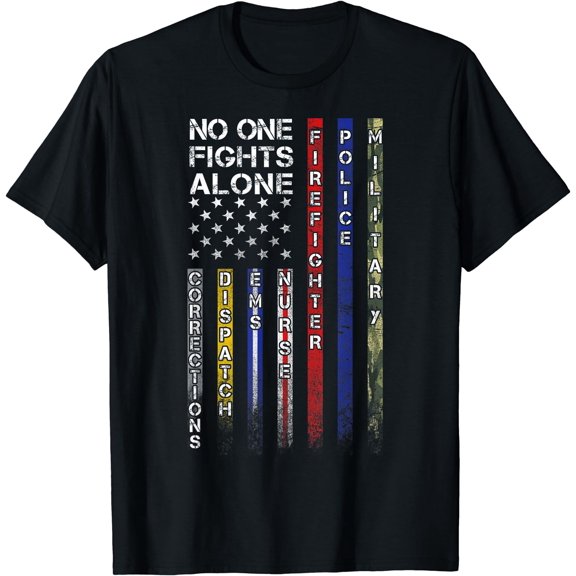 No One Fights Alone Proud Job TShirt Black Small