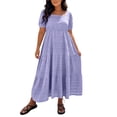 thumbnail image 3 of Horkkom Maxi Dresses for Women Plus Size Summer Short Sleeve Tiered Dress Casual Loose Beach Long Dresses XXL, 3 of 10