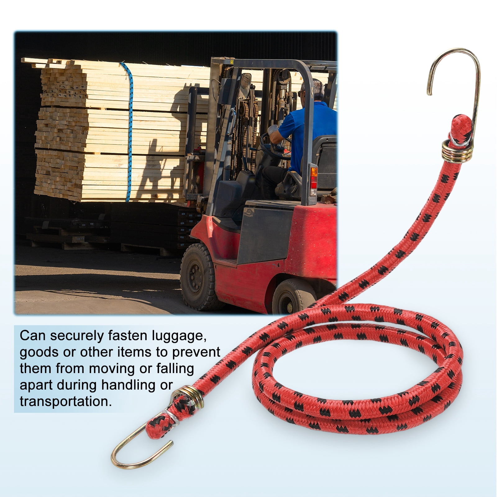 Uxcell 3/8" x 6.6ft Marine Grade Bungee Cord with Hooks, 4Pcs Rubber Heavy Duty Outdoor Elastic Straps Kayak Stretch String Rope for Securing Luggage Moving Cargo, Red