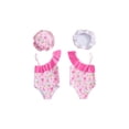 thumbnail image 2 of BemeyourBBs Toddler Baby Girls Swimsuit with Hat 2 Pcs Set Cherry Bow Strawberry Print Ruffled Trim Spaghetti Strap Sleeveless Swimwear, 2 of 9
