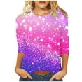 thumbnail image 2 of Cavosen Women's 3/4 Sleeve Shirts and Blouses Gradient Sparkly Glitter Shiny Print T-Shirts Crewneck Loose Tops Dressy Fashion Pullover Blouse Flowy Going out Tees Summer XL, 2 of 5