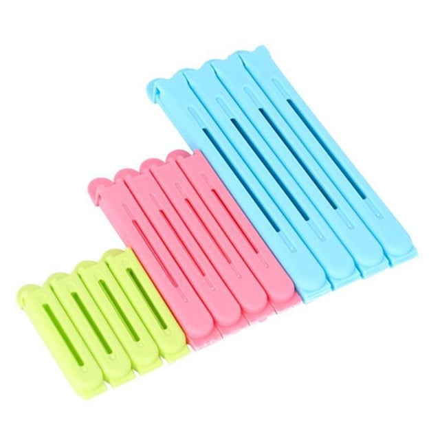 CAROOTU 12pcs Food Storage Sealing Clip Snack Bags Clips Fresh-Keeping Clamp Sealer 3 Sizes 3 Colors