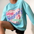 thumbnail image 5 of CANKER Women Love Sugary Letters Texture Print Sweatshirt Harajuku Candy Color Long Sleeve O-Neck Oversized Loose Pullover Tops, 5 of 19