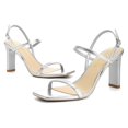 thumbnail image 4 of Sandalias Athlefit para mujer, tacón plateado, punta cuadrada, talla 9.5, 4 of 6