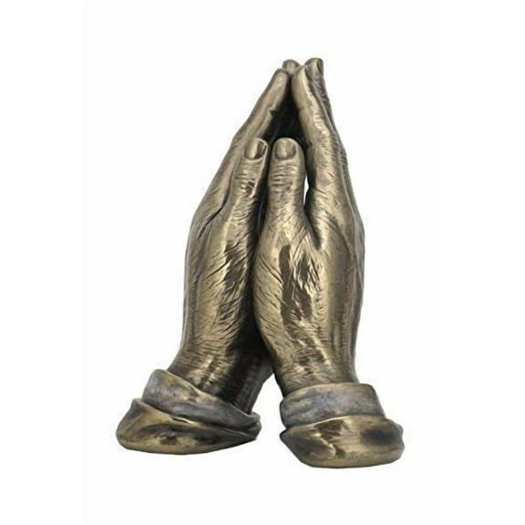 US 5.5 Inch Cold Cast Bronze Color Praying Hands Figurine Statue Male