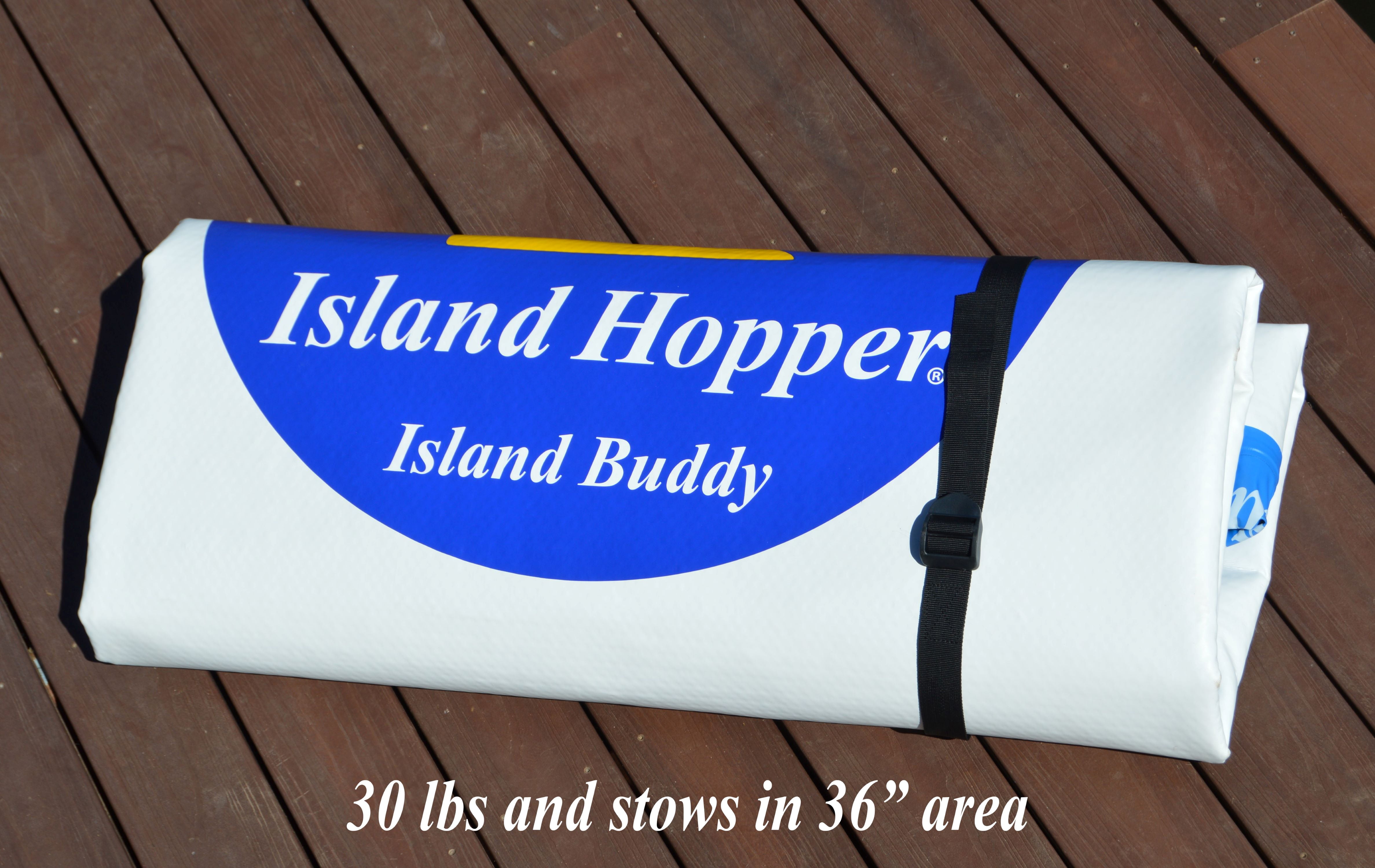 Island Buddy 8 Inflatable Water Platform and Dock Heavy Duty Buoyant Floating Deck with Dual Action Pump