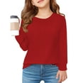 thumbnail image 5 of yoeyez Girls Long Sleeve Shirts Cute Crewneck Pleated Blouses Casual Solid Color Loose Fit Pullover Tops Fshion Spring Going Out Clothes for Children Girl Blue 7-8 Years, 5 of 7