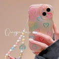 thumbnail image 2 of Compatible with iPhone 14 Pro Case for Women/Girls, Cute Curly Wave Love-Heart Anti-Scratch Shockproof Case with Bracelet for iPhone 14 Pro, Love-Heart with Bracelet, 2 of 7