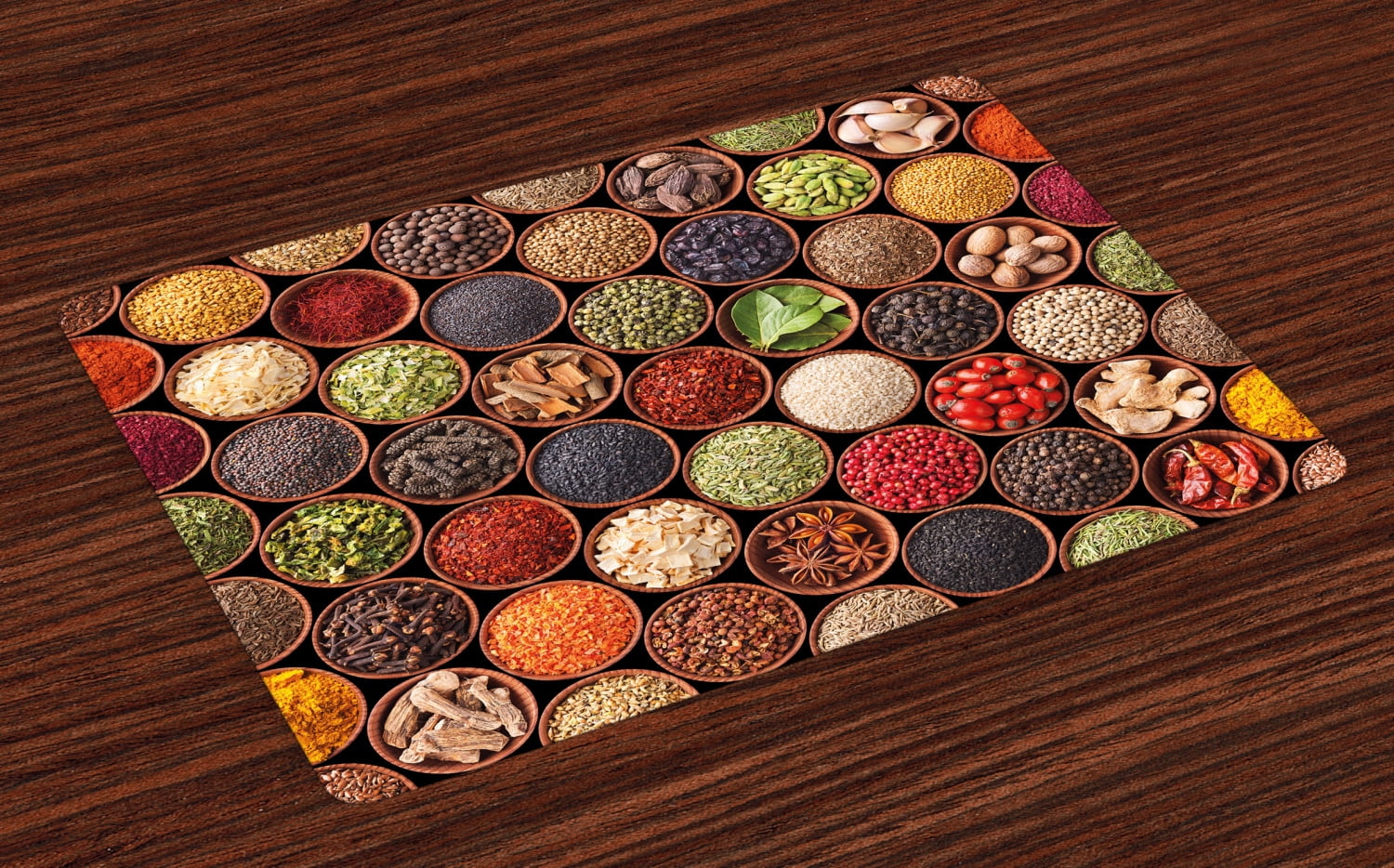 Kitchen Placemats Set of 4 Colorful Herbs and Spices Cardamom Pepper