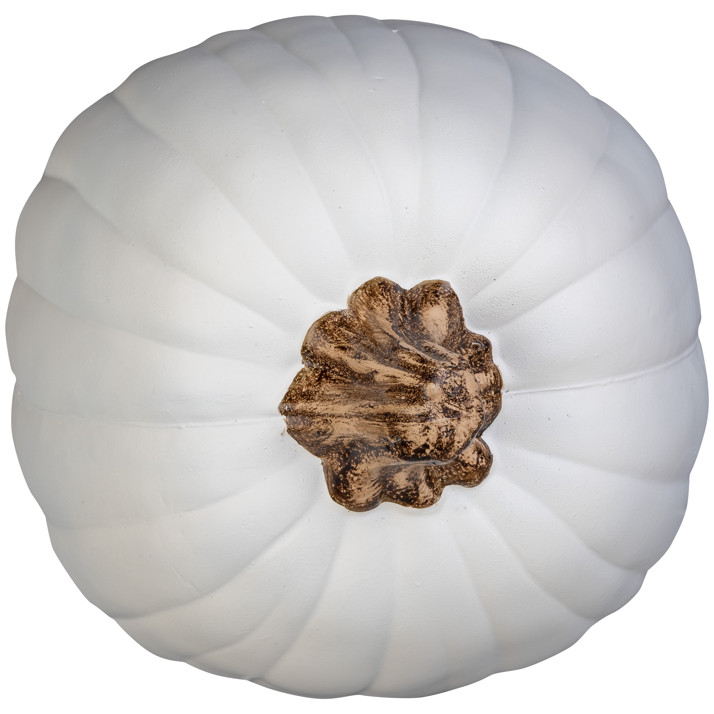 13-Inch-Tall Molded Cream White Craft Pumpkin with Natural Gold Stem for Outdoor Fall Decor