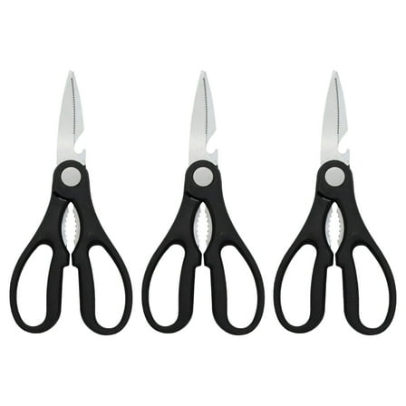 WINOMO Stainless Steel Kitchen Scissors with Ergonomic Handle Black 3 Pieces