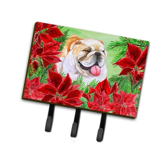 English Bulldog Poinsettas Leash or Key Holder