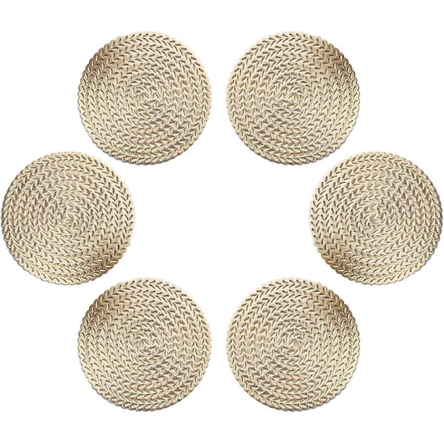(Gold10cm,Coasters,6pcs Round Coasters,Creative PVC Coffee Mat Round Flower Waterproof Coaster Christmas Waterproof Coaster Heat Insulation Pad Placem