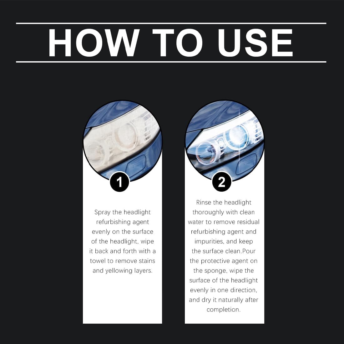 Q4 Headlight Restoration, Headlight Cleaner and Restorer Kit, Automotive Headlamp Restoration Fluid Kit, Cloudy Headlights Oxidation & Yellowing Remover Spray, All Vehicles That Restores Clarity