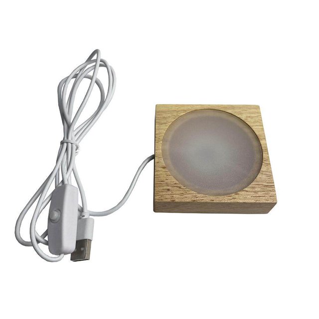 Base de Lampe LED de Nuit 3D en Bois, Base d'Affichage Rotative, Lampe LED Illusion, Télécommande à Piles Ou USB, Support de Lumière, Base en Bois Massif