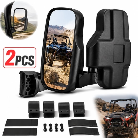 UTV Mirrors UTV Side Mirrors Fits 1.6 inch to 2 inch Roll Cage Compatible with Polaris RZR 900 1000 Can Am Kawasaki Mule Rhino YXZ Zforce Pioneer 1000/700, Shatter Proof Tempered Glass