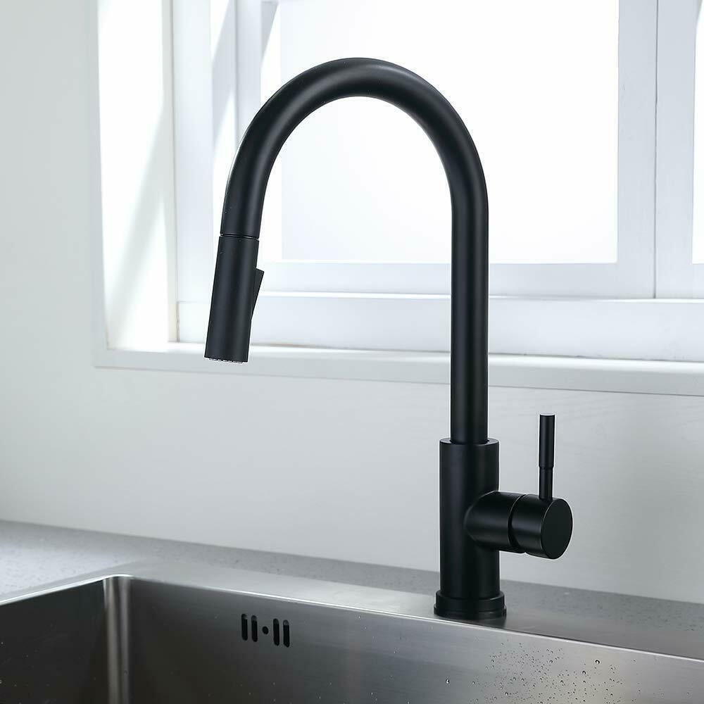 Zovajonia Automatic Touch Sensor Swivel Kitchen Faucet with Pull down Sprayer Matte Black