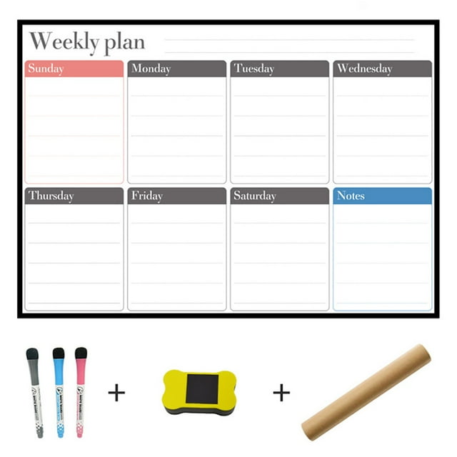 Bangcool Ensemble de Calendrier Tableau Blanc Magnétique 11 x 16 Po Calendrier de Réfrigérateur Planificateur Effaçable à Sec