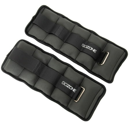 GoZone Pair of Adjustable Ankle or Wrist Weights 2lbs Each for Exercise, Black