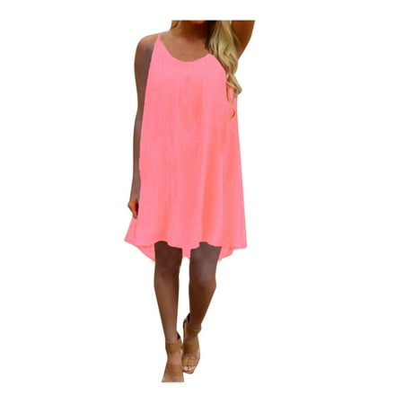 

Dresses for Women Prom Dress Trendy Women Spaghetti Strap Back Howllow Out Summer Chiffon Beach Short Dress Savings Clearance Deals Summer Dresses for Women 2022 Maxi Dress Pink 3XL