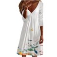 thumbnail image 1 of Vestido de jersey con cuello en V y manga larga estampado a la moda para mujer Fridja  yut4397, 1 of 5