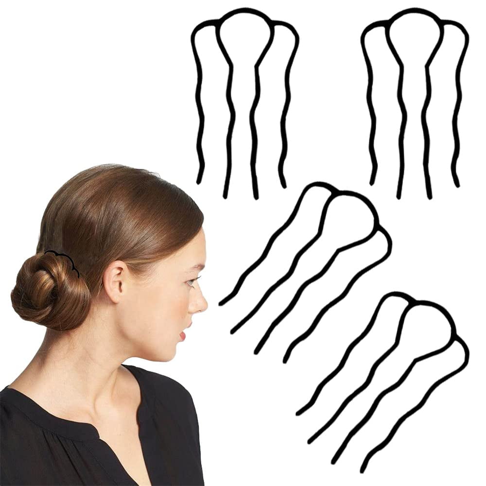 4 Pcs Hair Fork Clip Hair Side Combs Black Hair Pins for Buns Updo French Twist Hair Tool Alloy Hair Clips Grips Hair Accessories for Women and Girl 4 Pcs Hair Fork Clip Hair Side Combs Black Hair Pins for Buns Updo French Twist Hair Tool Alloy Hair Clips Grips Hair Accessories for Women and Girl