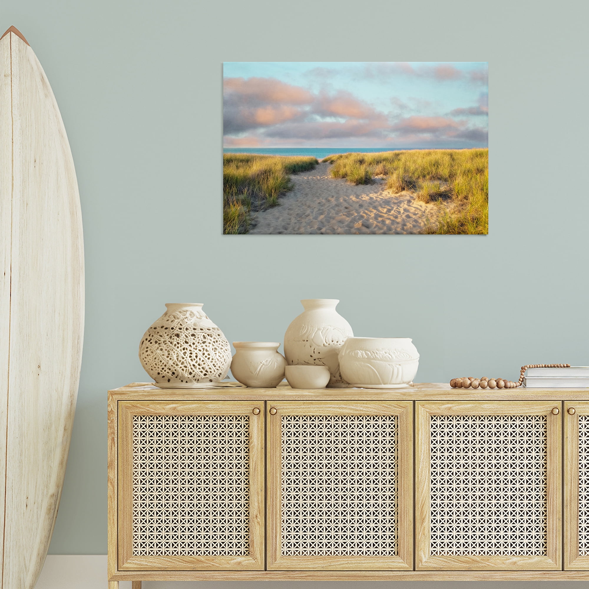 Stupell Industries Beachy Footprints Path Landscape & Nature Photography Wrapped Canvas Art Print Wall Art, 36 x 24