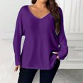 thumbnail image 2 of hotojiny Womens Plus Size Tops Casual Long Sleeve V Neck Comfy T Shirts Lounge Baggy Lightweight Soft Blouse, 2 of 7