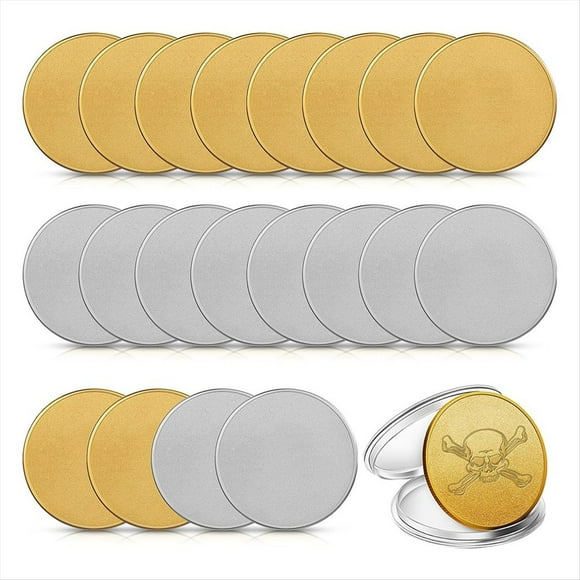 20 Piezas de Moneda en con Borde Roscado de 40 mm con Caja de Protección Acrílica, Grabable con ( + Plata)