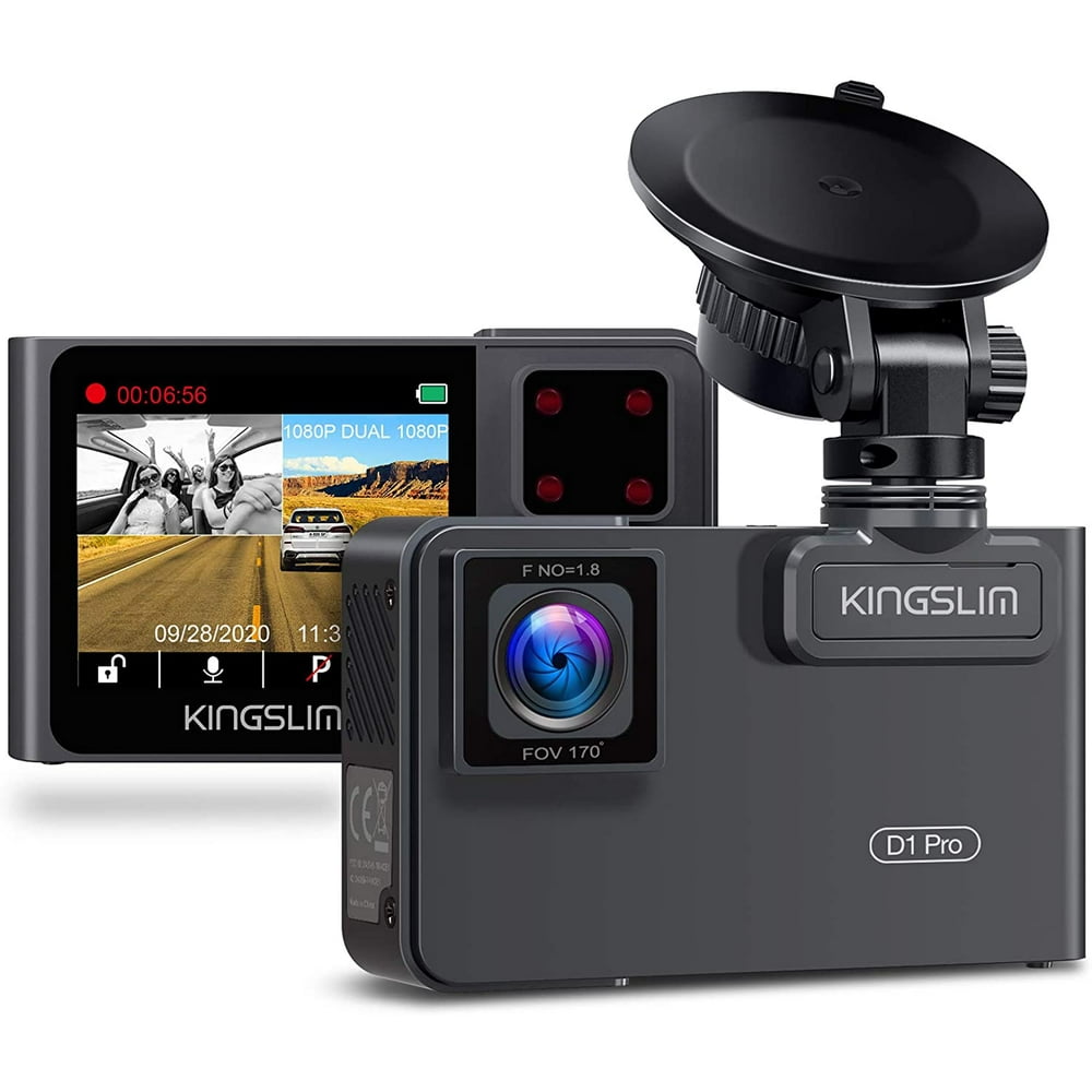 Kingslim D1 Pro Dual Dash Cam with WiFi GPS, 2.5K/1080P Front and
