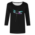 thumbnail image 4 of LiMoi Summer Tops Trendy Beachy Quarter Sleeve Tops Woman Plus Size Shirts Womens Graphic T-Shirts Loose Fit Flowers New & Trending, 4 of 5