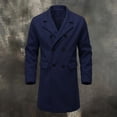 thumbnail image 5 of Maqroz Mens Long Double Breasted Trench Coat Notch Lapel Collar Winter Warm Overcoat Casual Business Formal Outerwear Heavyweight Classic Long Jacket, (Navy,XXL), 5 of 8
