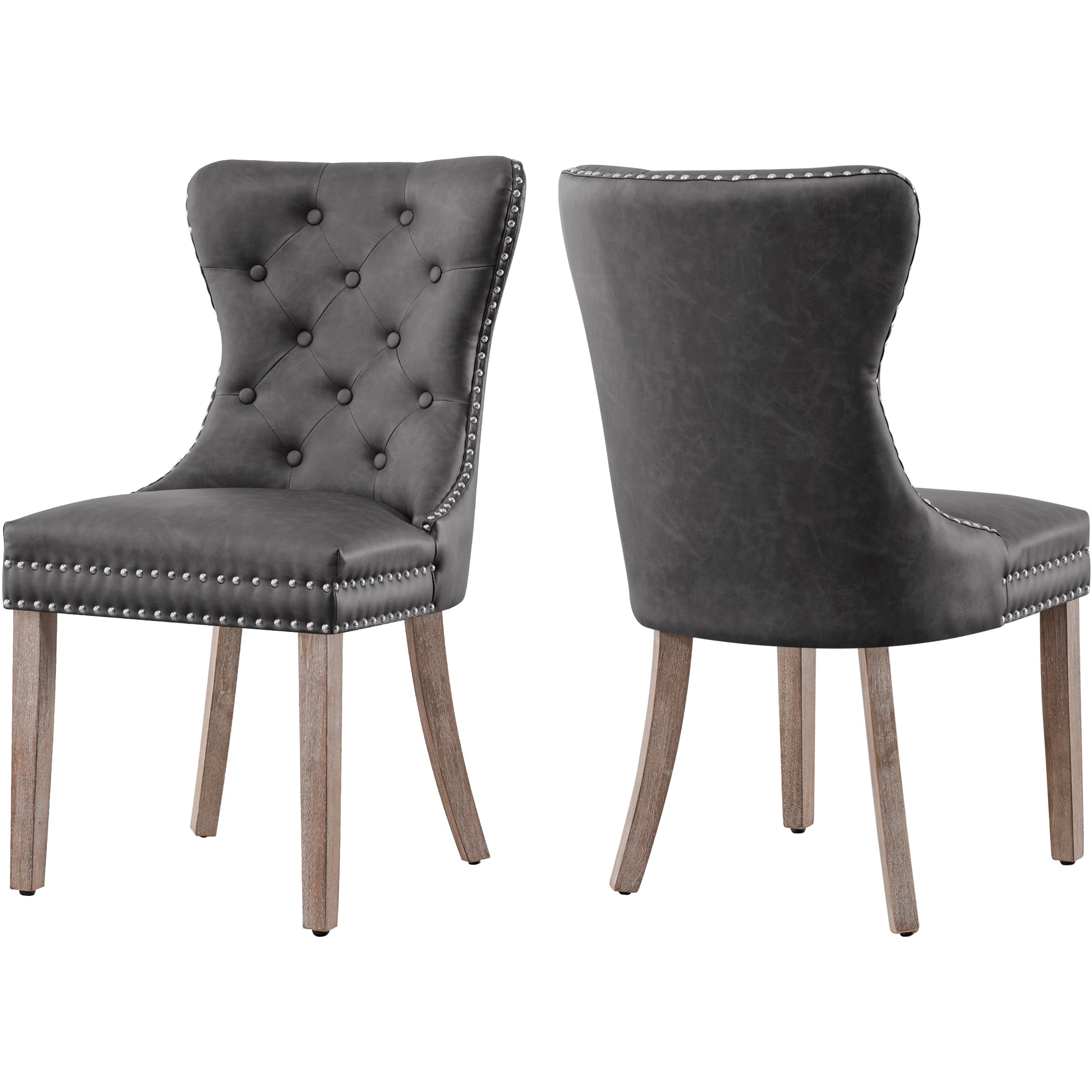Subrtex Modern PU Leather Dining Chairs Set of 2, Wingback with