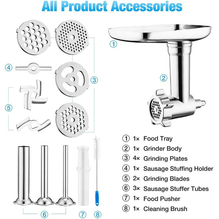  Fruit & Vegetable Strainer Attachment Set for Kitchenaid Stand  Mixer, Includes Food Grinder Attachment with Sausage Stuffer Tubes and  Juicer Auger, Meat Grinder Attachment for Kitchenaid by InnoMoon: Home &  Kitchen