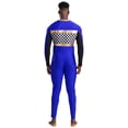 thumbnail image 3 of TiaoBug Racer Driver Cosplay Bodysuit for Mens Long Sleeve Plaid Jumpsuit Cheerleading Uniform Royal Blue L, 3 of 4
