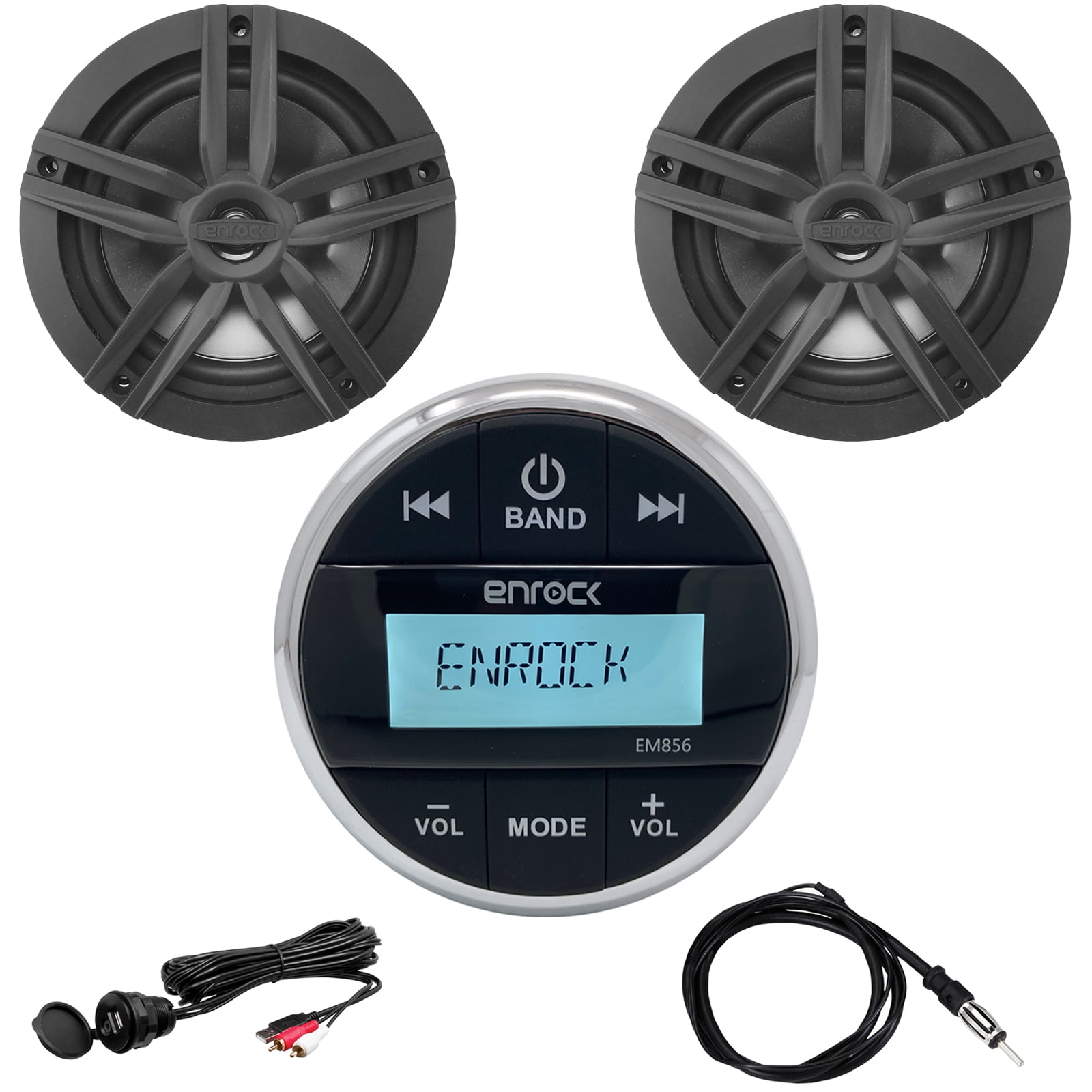 Enrock Multimedia Gauge Style Marine Grade Bluetooth Receiver, 2 x
