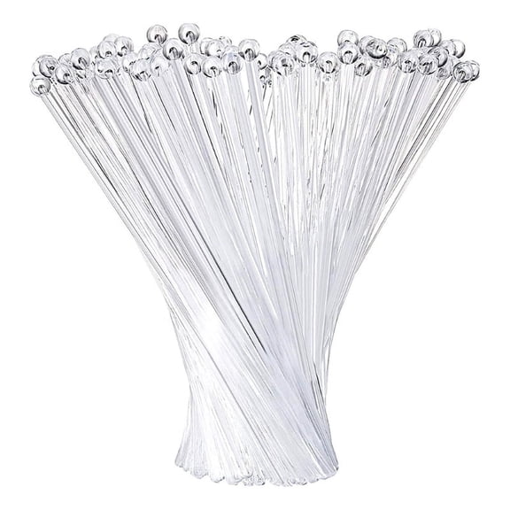 100Pcs Clear Cocktail Paddle Drink Bar Stirrers Plastic Round Top Swizzle Sticks
