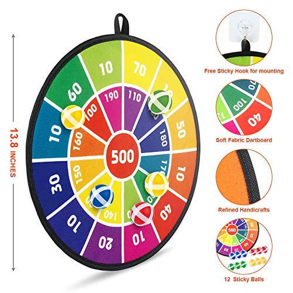 Baodlon Kids Dart Board Game Set - 14 Inches Dart Board for Kids with 12 Sticky Balls - Darts Board Set with Colorful Box - Safe Darts Board Game Gift Toy for 3,4,5,6,7, 8-12 Years Old Kids Boys Girls - image 4 of 7