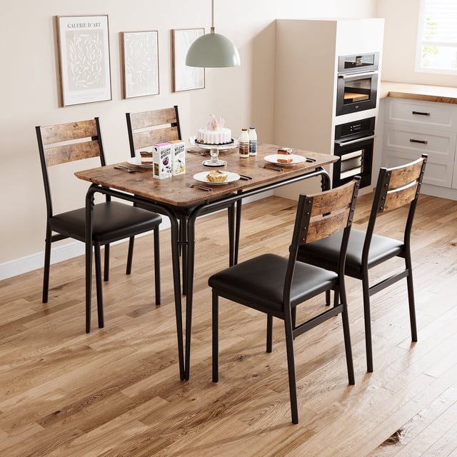 Cherish Compact Dining Table and Chairs for 4 - Modern Square Dinette Set Perfect for Apartment Living