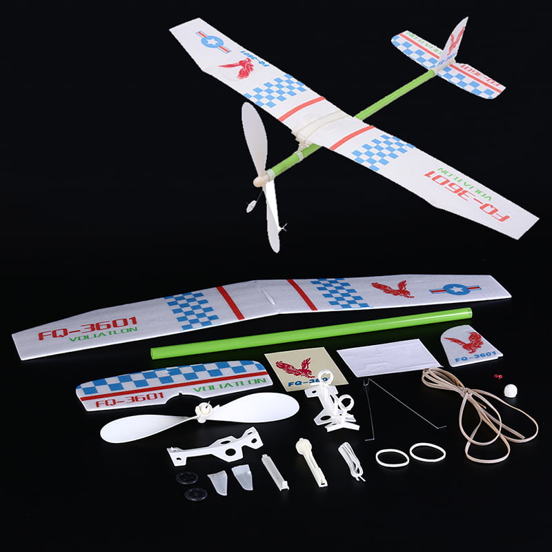 Glider Rubber Band Elastic Powered Flying Plane Airplane Fun Model Kid Toy Stock 