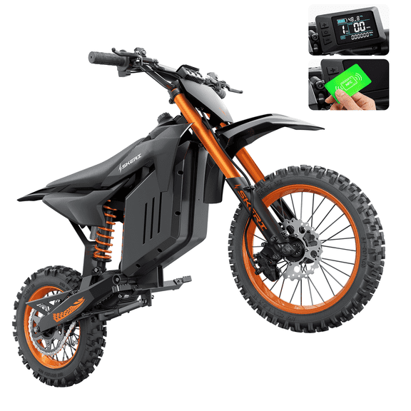 Skeri Electric Dirt Bike for Teens Adults, 14"/12" Fat Tire 2000W (Peak 3200W) 48V 21AH Battery 37MPH Hydraulic off-Road Age 13 Orange