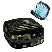 OWNTA Retro USA American Flag Pattern Premium Storage Bag: Period Purse, Pencil Pouch with Zipper, Small Storage Pouch