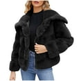 thumbnail image 3 of QATAINLAV Dollar Sales Womens Faux Fur Coat Fleece Cropped Lapel Jacket Long Sleeve Plush Warm Thickening Coats Warm Winter Open Front Jackets 2024 Black L, 3 of 5