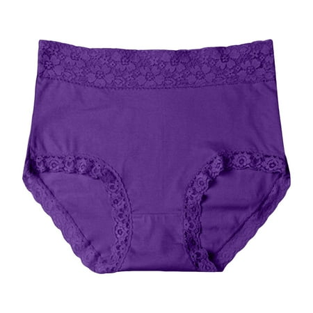 GHSOHS Womens Underwear Panty Womens Underwear Tummy Control Plus Size Lingerie Women Fashion Plus Size Cotton Lace High Waist Comfortable Panties Cotton Crotch Seamless Underwear Purple Briefs  XXL