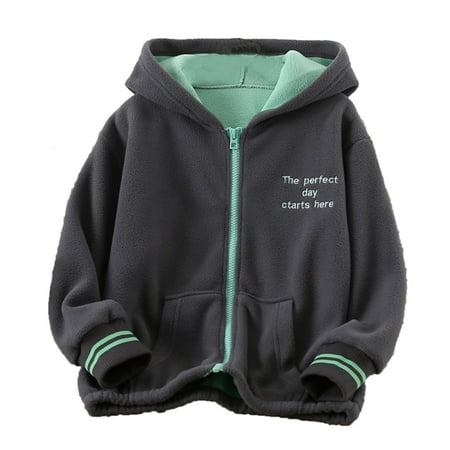 

ZHUASHUM Toddler Kids Boys Girls Long Sleeve Winter Fleece Zippered Hoodie Coat Jacket Thicken Warm Outwear