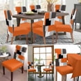 thumbnail image 3 of Orange Black Dining Chair Cover Set of 4,Grey White Patchwork Abstract Geometric Stretch Chair Protectors Slipcover,Spandex Kitchen Chair Seat Back Cushion Slip Cover for Dining Room,Party,Ceremony, 3 of 6